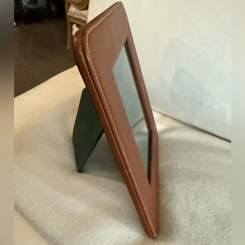 Gucci VTG Circa 1970 Cognac Genuine Leather Picture Frame 8x10